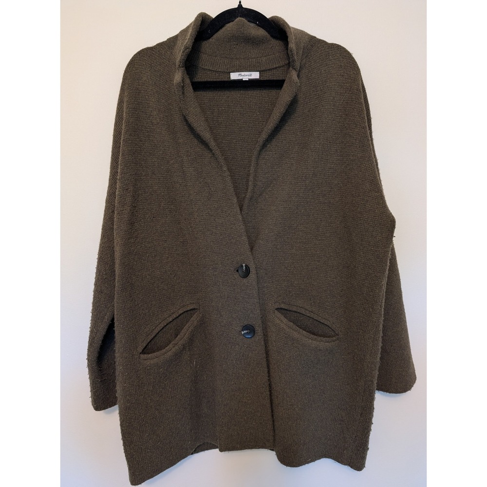 Madewell Oversized Cardigan Sweater Jacket Brown Olive Green Womens M Coatigan